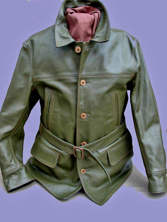Black Horsehide Leather Pea Coat 1930s-1940s