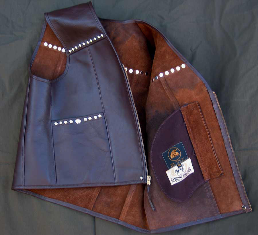 Lost Worlds Russet Horsehide Leather Studded Motorcycle Vest