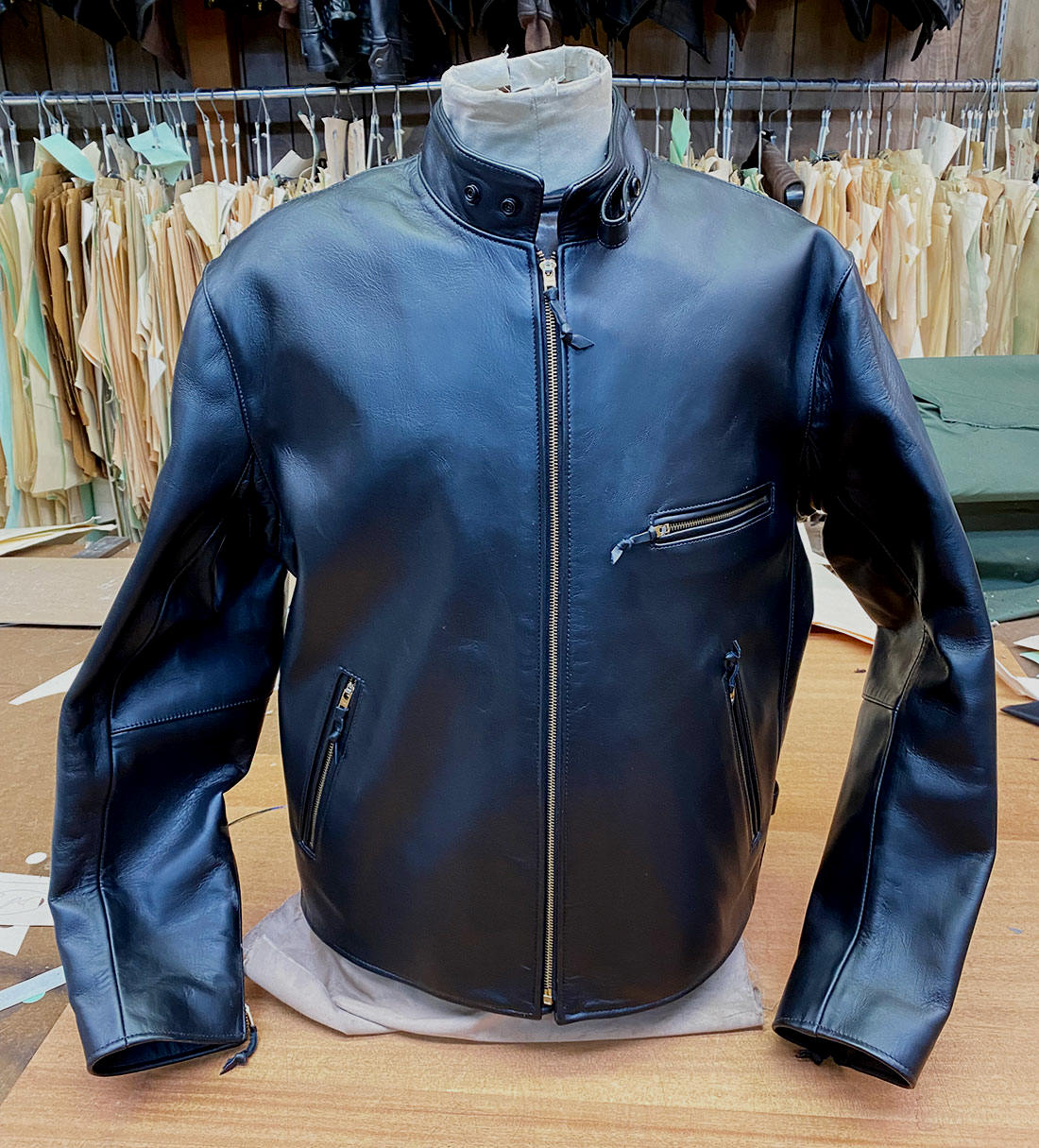 Handmade Mens Blue Cafe Racer Rider High Quality Genuine Leather