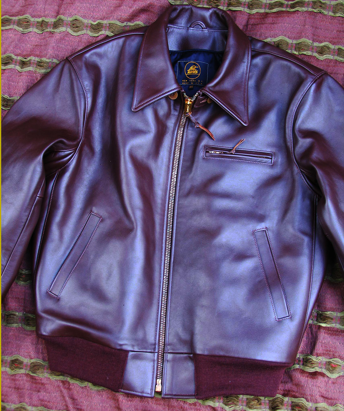 Vintage 19450sVintage Russet Brown Horsehide Motorcycle Jacket Lost Worlds NY USA