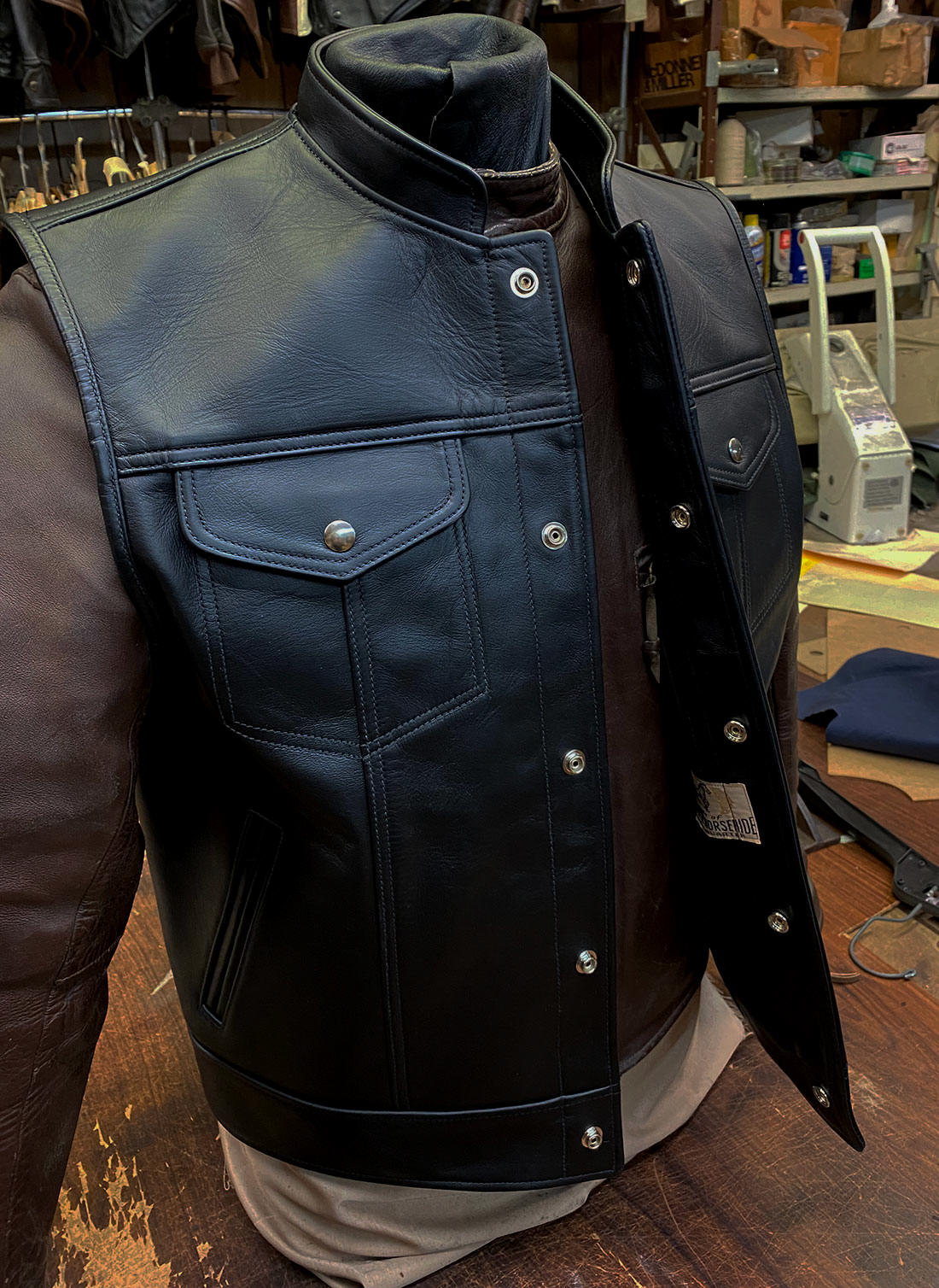 álbum de recortes vitamina conjunto Horsehide Leather Motorcycle Vest